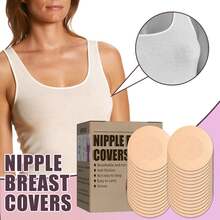 10(5Pairs)~100PCS(50Pairs) Invisible Nipple Tape Disposable Nipple Pad Tapies Nipple Cover Non-Woven Nipple Sticker Chest Stickers - Flesh-coloured - View 3