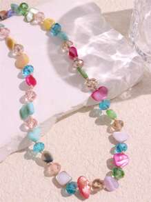 1 pièce Collier pendentif de pierres naturelles en acrylique violet, collier asymétrique élégant et de luxe à la mode pour femmes