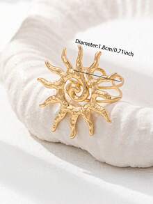 1 件金色旭日戒指，太阳设计戒指套装，女士时尚首饰，适合日常佩戴和度假 - 金色 - 查看 3