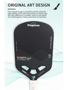 VISPINVO Racchette da pickleball in fibra di carbonio TORAY T700, con struttura aerodinamica senza bordi, anima in nido d'ape in PP, spessore di 16 mm sottoposti a termoformatura, che offrono potenza, controllo e spin massimo, omologate USAPA per il pickleball