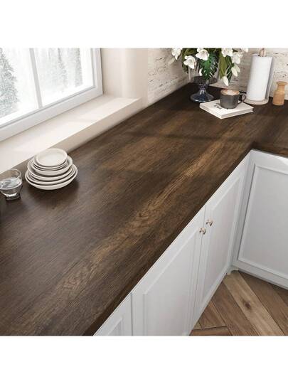 Roll Dark Bruin Wood Grain Self Adhesive Wallpaper Added Thickness Ready To Peel Separate Vinyl Contact Paper Kitchen Countertop Cabinet Furniture Renovation Film Bedroom Living Room Wand ation DIY Easy Installation Removable 17.7inX196.8/118.1/39.3in Stickers