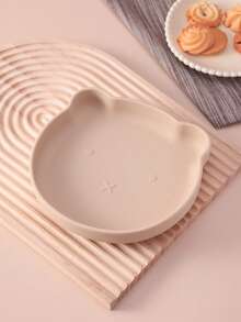 PopLittleOne 1pc Baby Silicone Bear Shape Plate Silicone Cookware Plate For Food Cute Animal Shape Dishes Toddle Training Children's Tableware - Multicolor - View 12