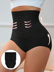女士高腰收腹塑形内裤，收腹提臀，束腰塑形，腿部塑形 - 黑色 - 查看 5