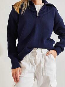 BIANCO LUCCI 休闲纯色落肩毛衣，百搭秋冬