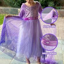 Light Up Princess Dress Girls Halloween Costume Costume Toddler Dressing Up Bithday Party, Purple - 紫色 - 查看 5