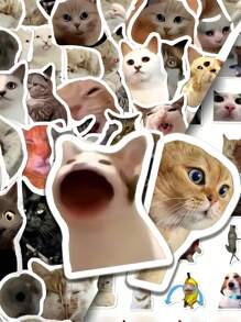 202/404 Pcs Cute Cat Meme Stickers Creative DIY Funny Stickers For Scrapbooking, Diary, Phone Case, Fridge, Waterproof, No Battery, No Feather, Suitable For Notebook, Scrapbook, DIY Crafts, Laptop, Phone Case
