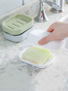 1pc Japanese-Style Double Layer Soap Dish / Creative Bathroom Handmade Soap Dish / Plastic Soap Holder / Soap Box / Bathroom Student Soap Box / Home Travel Portable Soap Box / Double Layer Drainage Soap Box
