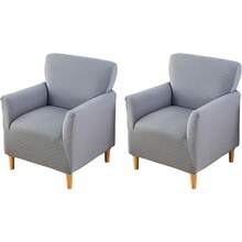 Local Delivery - Banquet Armchair Slipcover Printed Chair Covers With Arms Stretch Club Chair Slipcover Soft Armchair Sofa Covers Anti-Slip Furniture Protector For Dogs Pets Home Living Room Decor, 14 - Twill Check Grey - 查看 9