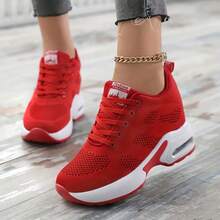 Women's Running Shoes, Comfortable And Fashionable Soft Soles, Women's Outdoor Lightweight Heightened Sneakers - 紅色 - 查看 2