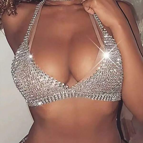 1 pezzo Reggiseno con catene gioiello decorative sexy alla moda con diamanti