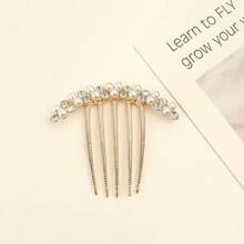 1pc Metal Rhinestone Inset Hair Comb, 5-Tooth Hair Clip For Bun, Ponytail Hair Accessory, Hair Accessories, Hair Accessories, Wedding, Combs, Side Comb