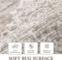 Alfombra de área de 3x5 pies con diseño geométrico: Alfombra marroquí bohemia lavable, alfombra suave de granja, alfombra moderna neutra resistente a las manchas para sala de estar, dormitorio, comedor, guardería (Marfil Mocha, 3 'x 5') - Multicolor - Ver 7