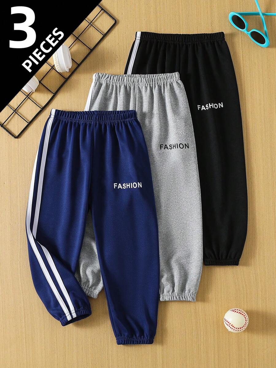 3 件套男童休闲裤，儿童宽松运动裤，适合 4-12 岁小孩/大童，春秋季 - 彩色 - 查看 1
