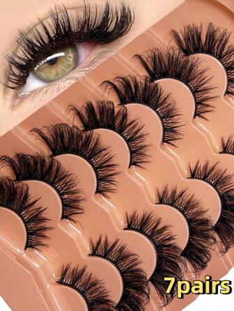 7 Pairs High-Quality False Lash Set: Thick, Curled, And Naturally Fluffy. Perfect For Date Night Vibes Or Cosplay Accuracy-Newbies Can Easily Achieve "Born-Like" Lashes!