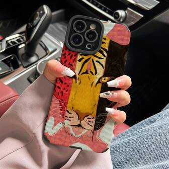 Fierce Animals 1pc Fierce Tricolor Patchwork Lion Design Anti-Fall Phone Case, Compatible With Apple 11/11Pro/11ProMax/12/12Pro/12ProMax/13/13Pro/13ProMax/14/14Pro/14ProMax/15/15Pro/15ProMax/16/16Pro/16ProMax