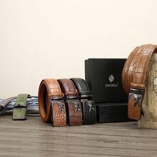 1PC DOOPAI Men's Crocodile Pattern Automatic Buckle Belt, S Casual Men's Belt 1 1/8" - The Perfect Belt For Daily Wear, Perfect Gift For Him Fall, Autumn, Halloween Autumn-Winter Accessories,Suitable For Teens, Youth,Men,Casual, Outdoor, Athletic, Vacation, Graduation Gifts, Birthday, Daily Wear - A - View 10