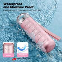 Metal Travel Pill Organizer, Portable Waterproof Weekly Pill Box, Large Aluminum Alloy Container,  7 Day Daily Medicine Organizer Holder For Vitamin, Fish Oil, Supplement - Pink - View 6