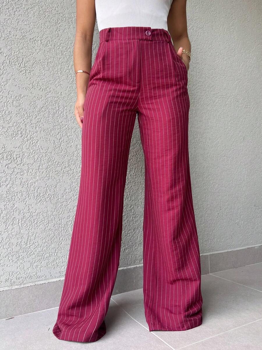 Palazzo Pants With Pleats At The Front (Marrant) - Burgundy - View 1