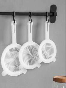 1pc Multi-Function Strainer Set, Plastic Food Strainer With Dual Handles, Suitable For Soy Milk, Juice, Tea Leaves, Fine Nylon Mesh, Ergonomic Design For Comfortable Grip, Essential Kitchen Tool And Accessory - White - View 6