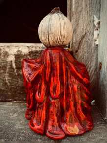 1 pièce Ornement Cape Fantôme de Citrouille de Tête Rétro d'Halloween, Décorations d'Automne pour Ambiance Mystique, Ameublement de Maison, Décorations de Chambre à Coucher, Cadeaux de Style Décoratif d'Halloween