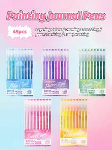 朗果经典手账本18/72/153/180色套装 每盒9支笔 大容量手账本中性笔 绘画笔 适用于办公 绘画 涂鸦 插画 美术 学生文具用品 返校 母亲节 妈妈的礼物