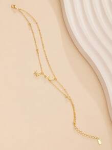 1 Peça Pulseira de Prata 925 com Estrela e Lua de Strass, Joias Minimalistas Românticas de Estrela e Lua, Acessórios de Design de Nicho, Adequados para Ir ao Trabalho, Encontros, Festas, Aniversário, Presente do Dia dos Namorados