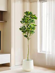 Árbol artificial de Ficus de 76cm/115cm, planta de banyan falsa grande, árbol de figura falso de hoja de corazón verde de plástico para decoración del hogar, el jardín, la cocina, sin maceta, 1 pieza