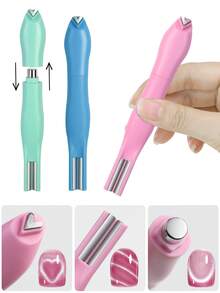 3D 心形指甲磁铁 3 合 1 猫眼效果双线月亮蛇图案法式指甲 UV 吸引力磁棒美甲工具适用于家庭 DIY 美甲沙龙，返校 - 彩色 - 查看 5