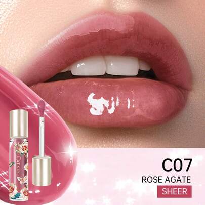  CATKIN Plumping Lip Gloss, Moisturizing & Tinting, Gives Fuller Lips, Non-Sticky, Glass-Like Shine, Long-Lasting Hydration, C07 Rose Agate Shade