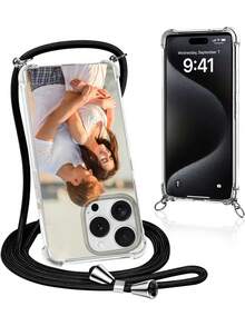 1pc Customized Photo Protective Phone Case With Lanyard, Compatible With IPhone 11/12/13/14/15/16/16Pro/16Plus/16ProMax/17/17Air/ProMax, S25/S25U/S25Plus, Compatible With Infinix Hot 50 Pro+ And Other Models, Ideal Gift For Friends,International Version, Not The Domestic Version - Clear - View 7