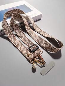 Adjustable Retro Plaid Lanyard With Pearl Decor, Suitable For ID Card Or Casual Use - Multicolor - View 6