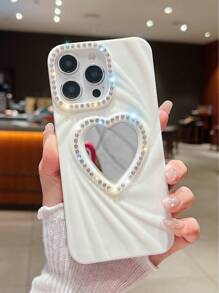 1pc Fashion Cute Love Pattern Love Mirror Element Phone Case, Protecting And High Quality Fundas De Ceramic, For:IPhone11/IPhone12/12pro/12pro Max/IPhone13/13pro/13pro Max/IPhone14/14 Pro/14pro Max/IPhone15/15pro/15pro Max/IPhone16/16pro/16pro Max/16plus