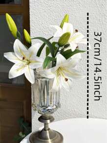 1 قطعة/3 قطع/5 قطع زهرة وهمية نباتات وهمية زينة زنبق لترتيب الزهور على طاولة الطعام أو المكتب أو في إناء داخل الغرفة، ديكور حفل الزفاف والأعياد، ترتيب وهمي للزهور والحدائق، زهور مزيفة جافة بلاستيكية