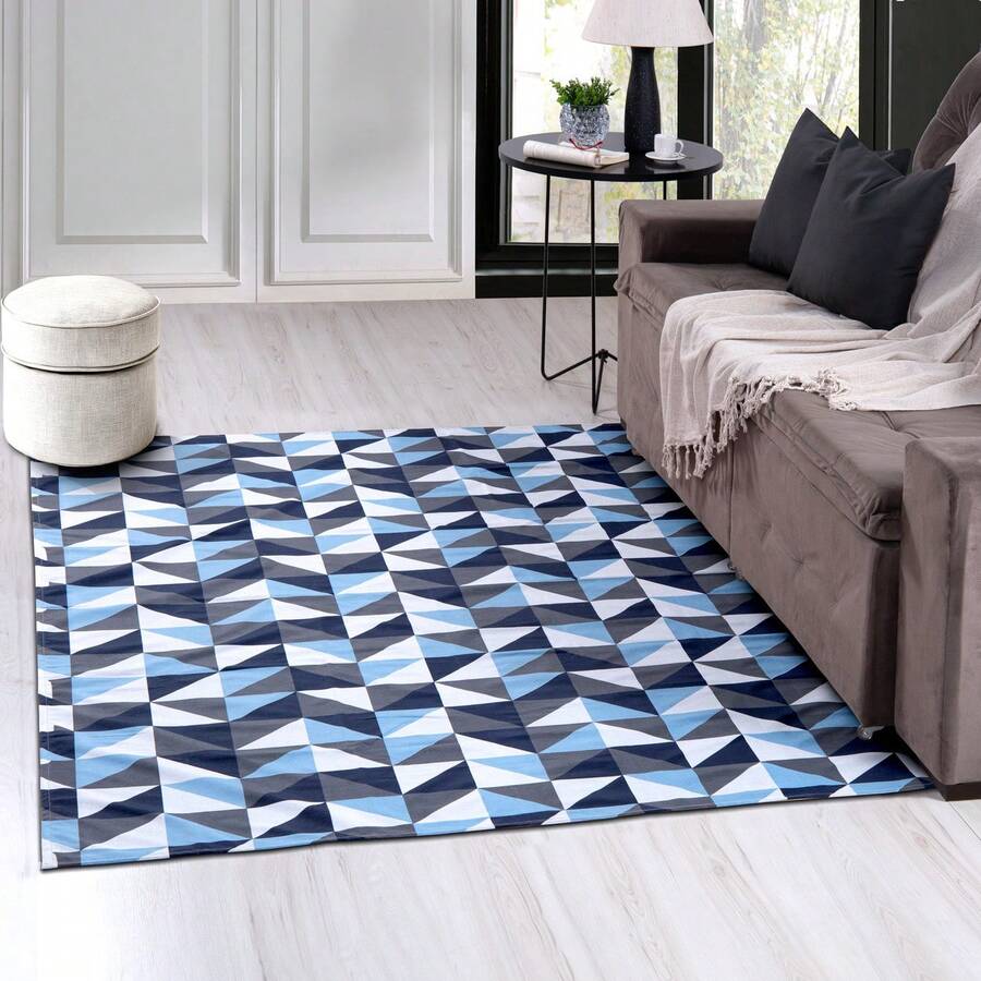 Living Room Bedroom Rug 1.00m X 1.35m Non-Slip - ABSTRACT BLUE - View 1