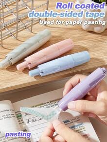 4PCS Roll Coated Double-Sided Tape,Permanent Adhesive Scrapbook Tape Dispenser Runner, Glue Tape Roller For Scrapbooking, Crafts And Arts Projects, Photo, Smooth & Clean, School Supplies,Back To School
