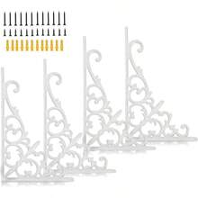 Z Metnal Decorative Shelf Brackets White Cast Wrought Iron Metal Mailbox Bracket 90° Right Angle Victorian Brackets Wall Decor Modern Shelving Bracket For DIY Floating Shelves 4 Pcs - White - View 1