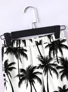 Conjunto de 2 peças de camisa e shorts de malha com estampa de coqueiro havaiano e letras para meninos, verão