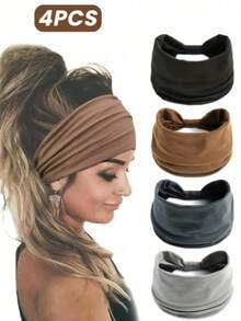 4PCS Women Headbands African Wide Hair Wrap Extra Turban Head Bands For Lady Large Sport Workout Stretch Non-Slip Big Autumn-Winter Boho Sports Bandanas Knot-Tied Bandanas Ladies Sports Yoga Workout Hair Bands Fall Hair Accessories For Women For Vacation Outfits Woman - Multicolor - View 10