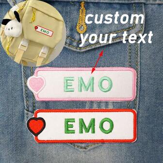 Parche cuadrado con forma de corazón personalizado, 1 pieza de etiqueta de nombre bordada personalizada, parches para coser o planchar adecuados para ropa, uniformes, camisas de trabajo, motocicletas, moteros