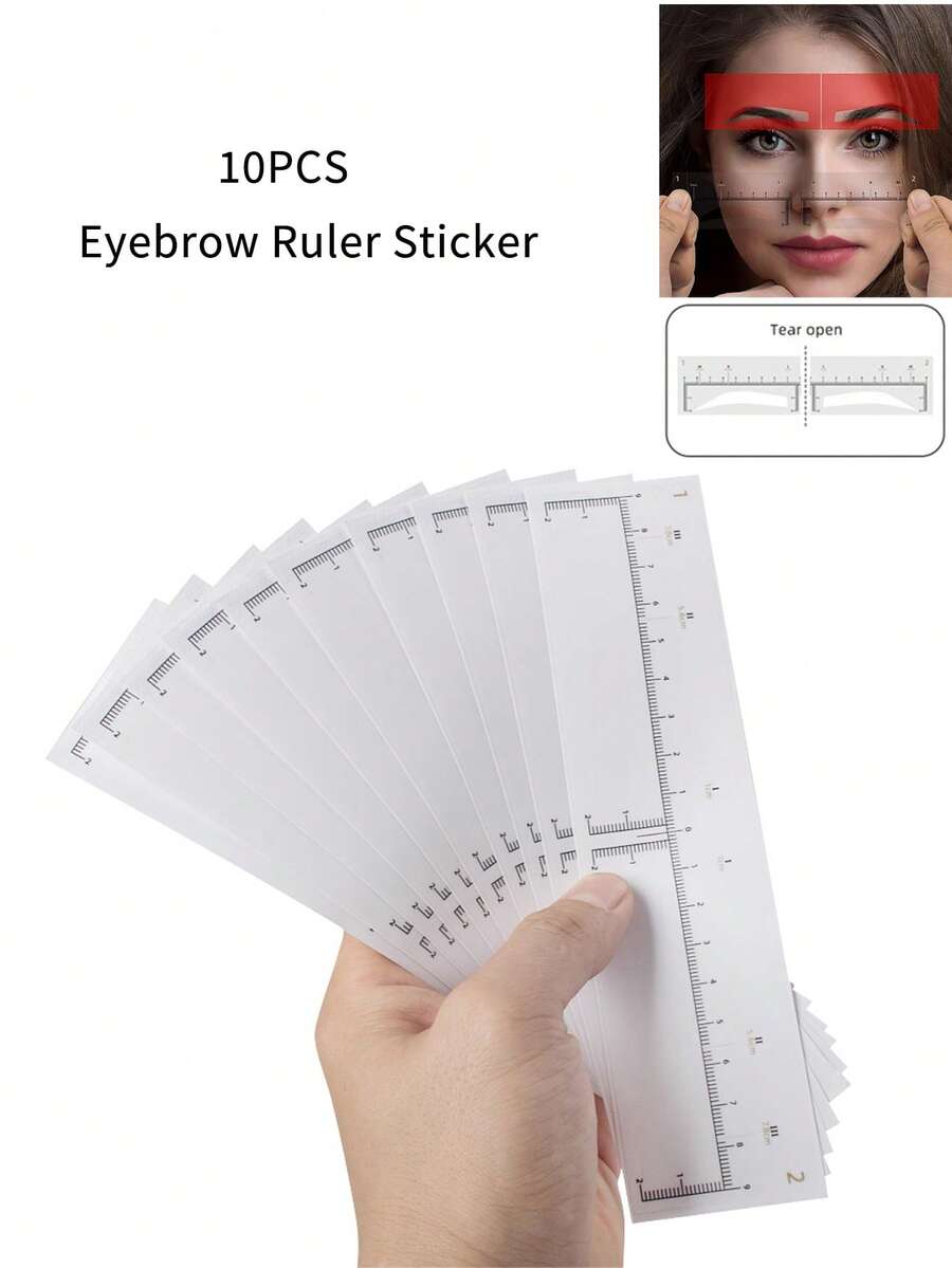 10片装一次性纹身眉尺贴纸，微针纹身测量模板指南纹身工具眉贴化妆工具可拆卸眉毛练习辅助套装，价格实惠，圣诞礼物，化妆品，化妆工具，便宜货，礼物，女士礼物，圣诞礼物 - 彩色 - 查看 1