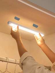 1 peça de luz com sensor de movimento, faixa de luz noturna para quarto, luz LED recarregável por USB, adequada para sala, armário, closet, corredor e escadas, 19,69 polegadas/11,81 polegadas/7,87 polegadas/3,94 polegadas, luz quente/luz branca