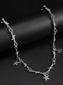 1pc Fashion Punk Gothic Style Thorns Necklace, Unisex Suitable For Everyday Couple Wear