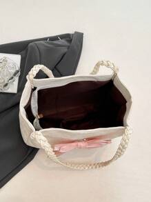 Cute Fairy Casual Large Bag 2025 New Niche Design Fashion Bow Woven Tote Shoulder Underarm Bag Women Tote Bags