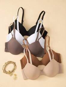 Smooth Padded Bra Basic Reinforced Bra Everyday Bra Classic Comfortable Lingerie Women's Intimate Fashion Adult - 彩色 - 查看 2