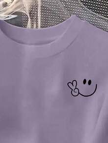 CAMISETA DE DAMA CON ESTAMPADO CARITA FELI MINI PARA ESTE VERANO IDEAL PARA GYM O CASUAL - Morado - Ver 4