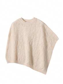 1 pièce Poncho en laine de mérinos 100% pour femmes, châle ample tricoté avec col roulé, cape asymétrique surdimensionnée