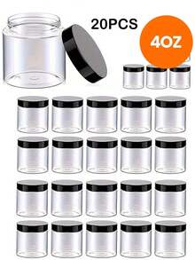 30 Pack 4 OZ Plastic Jars Round Clear Cosmetic Container With Black Lids, Slime Jars For Lotion, Cream, Ointments, Makeup, Eye Shadow, Rhinestone, Samples, Pot, Travel Storage - Multicolor - View 15
