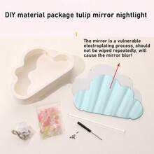 Luz nocturna de tulipán en forma de nube hecha a mano, lámpara de atmósfera de flor de espejo y océano, decoración de escritorio, regalo creativo - Multicolor - Ver 5