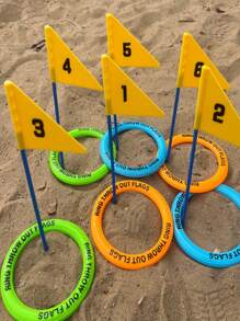 1 set de anillos para arrojar al aire libre para la playa, equipo de juegos de césped, juegos de lanzamiento de anillos, adecuado para compartir felicidad y entretenimiento interactivo con familiares y amigos