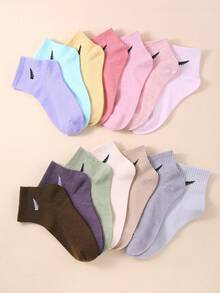 5/10/20双儿童随机色条纹斜跨薄款透气运动袜舒适百搭休闲亲肤适合1-14岁男童女童儿童成长袜